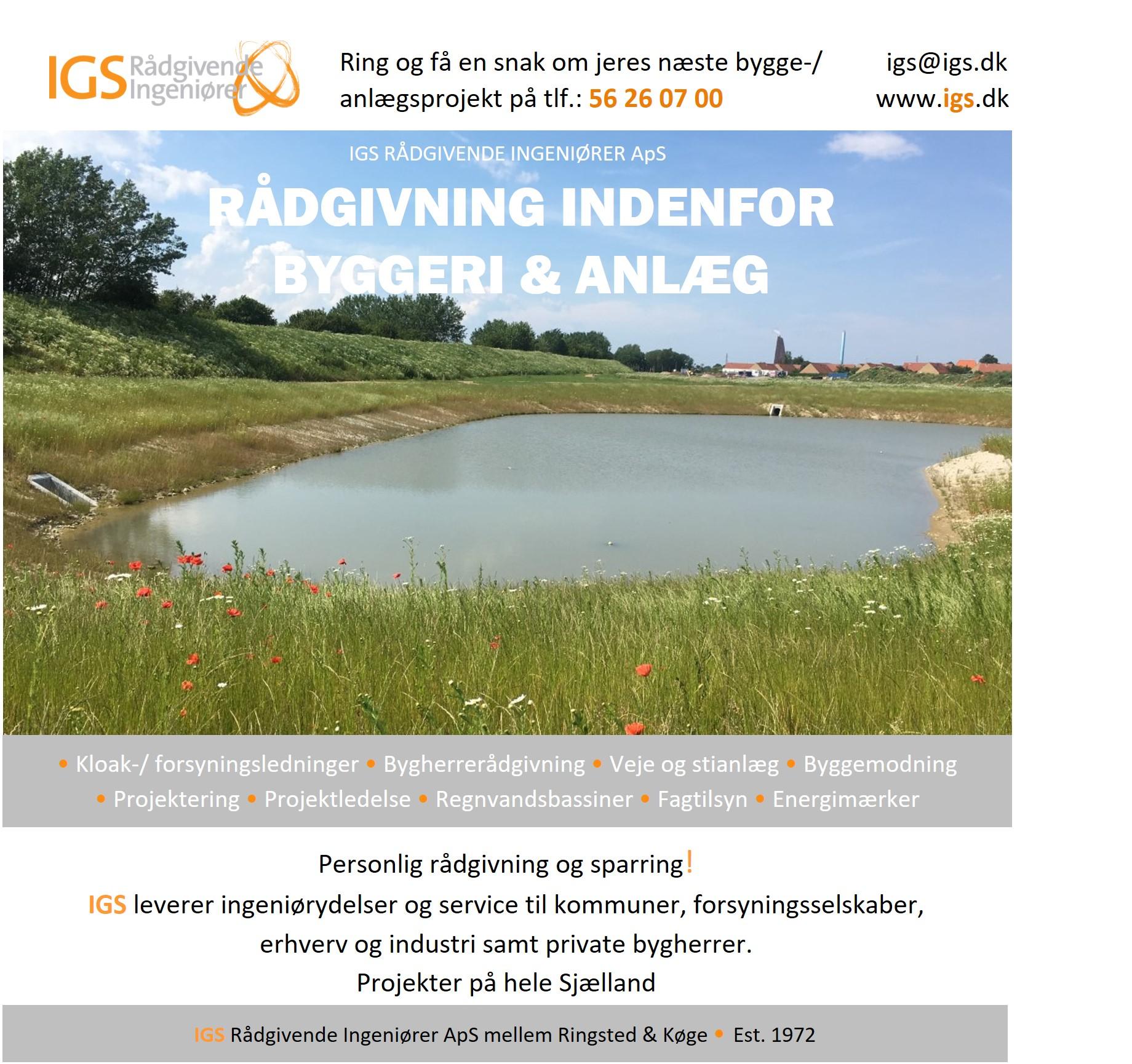 Rådgivning indenfor byggeri og anlæg med kontaktinformation og projektbeskrivelse ved vandløb i Sjælland.