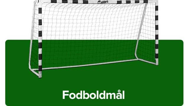Fodboldmål med sort-hvide striber og net, placeret på en grøn baggrund.