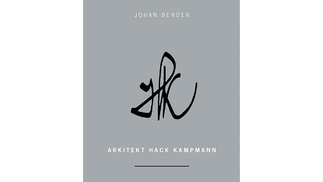 Johan Benders signatur med teksten "Arkitekt Hack Kampmann" på en grå baggrund.