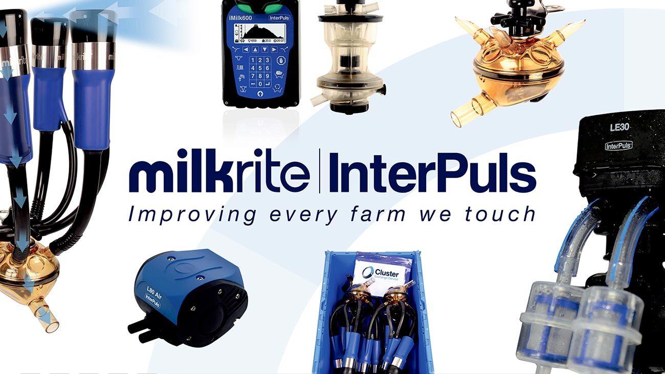 Billede af produkter fra Milkrite InterPuls, herunder melkeudstyr og tilbehør til landbrug.